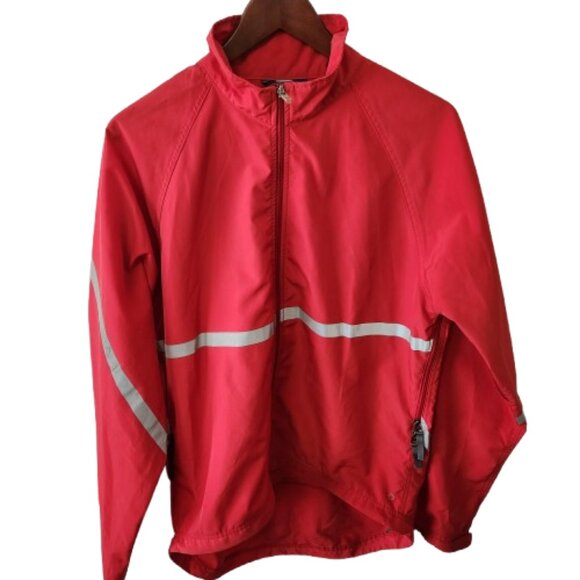 MEC Men’s Medium Red Cycling Jacket with Reflective Stripes - Picture 1 of 11